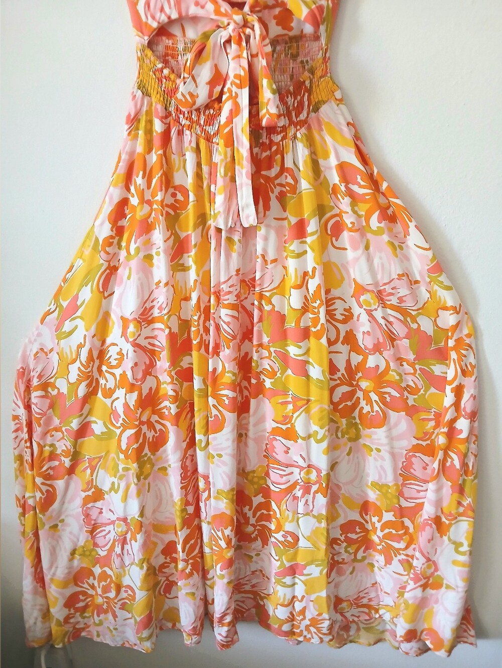 ABEL THE LABEL Floral Maxi Halter SUMMER Open Back Resort Dress Women's Size XS - Picture 10 of 11